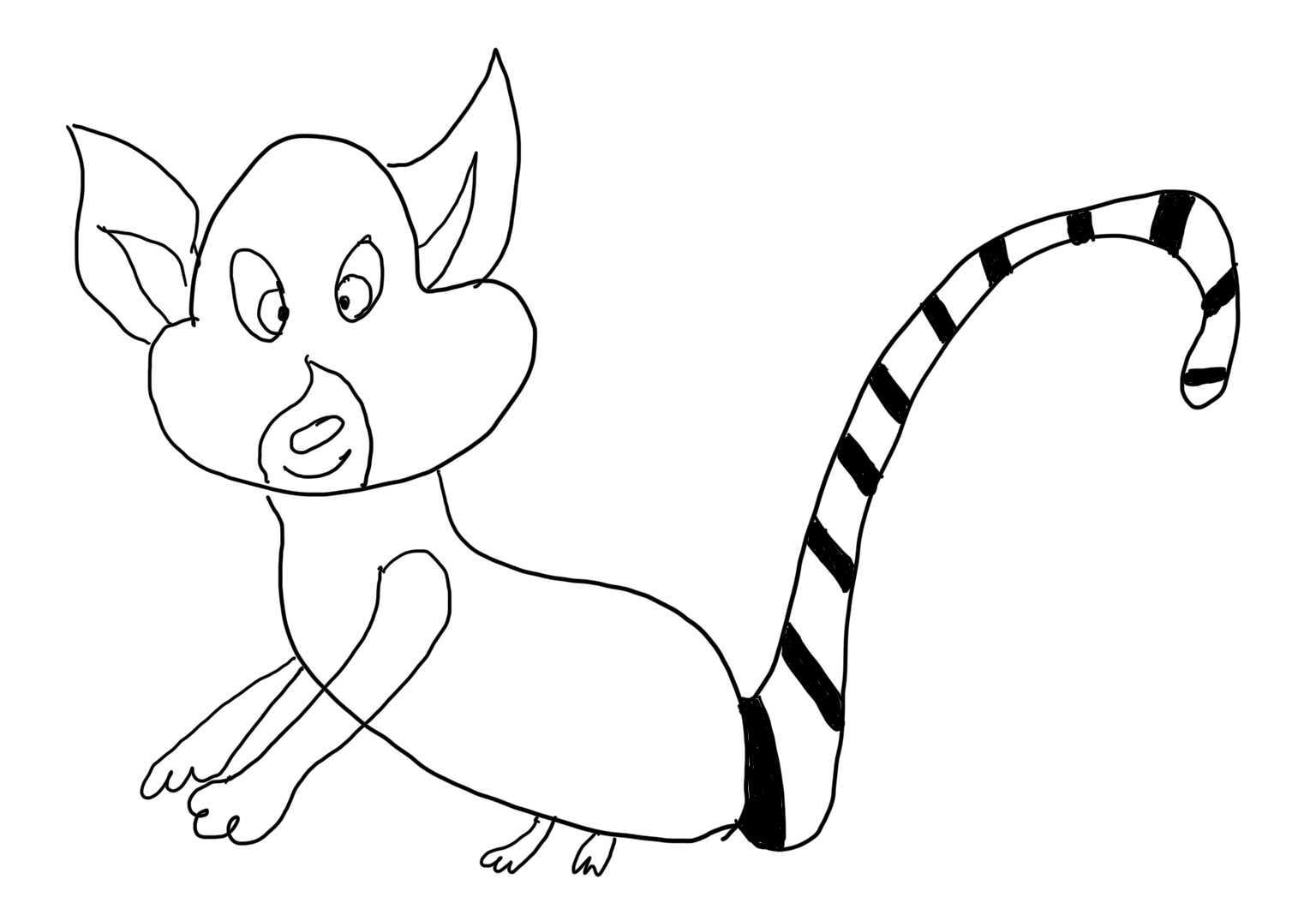 Adorable Lemur Drawing